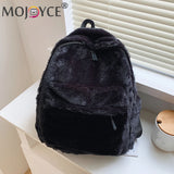Cow Leopard Animal Pattern Women's Backpack Soft Plush Large Capacity