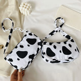 Cow Milk Printed Women Handbag Nylon Underarm Shoulder Bags