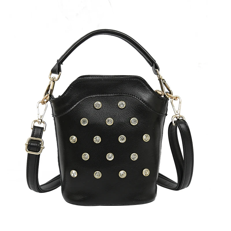 Cowhide Backpack Diamond Shoulder Bag Women's Messenger Bag