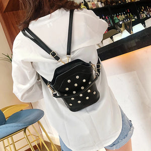 Cowhide Backpack Diamond Shoulder Bag Women's Messenger Bag