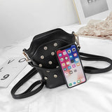 Cowhide Backpack Diamond Shoulder Bag Women's Messenger Bag