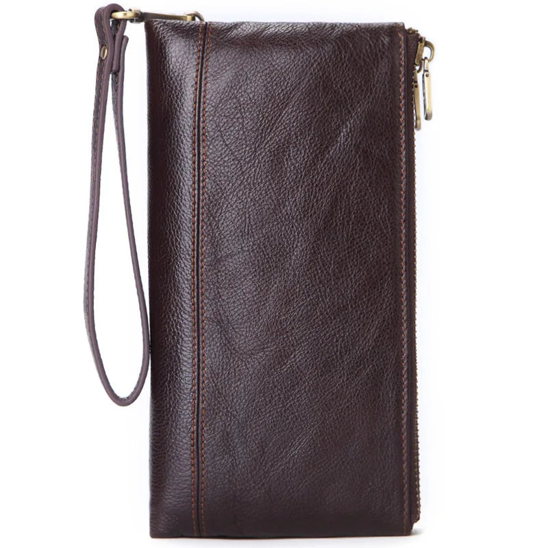 Cowhide Men Clutch Wallets Leather Long Purses Business Large Capacity Wallet