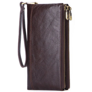 Cowhide Men Clutch Wallets Leather Long Purses Business Large Capacity Wallet