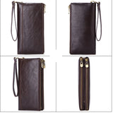 Cowhide Men Clutch Wallets Leather Long Purses Business Large Capacity Wallet