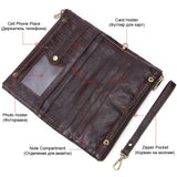 Cowhide Men Clutch Wallets Leather Long Purses Business Large Capacity Wallet