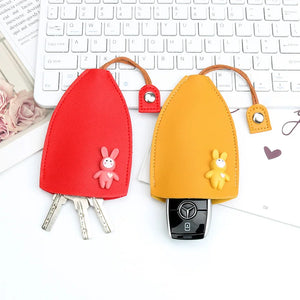 Cute Cartoon Pull Out Key Bag for Women Car Key Holder PU Leather Keychain Pouch
