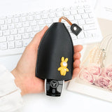 Cute Cartoon Pull Out Key Bag for Women Car Key Holder PU Leather Keychain Pouch