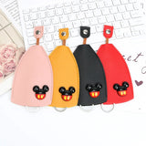 Cute Cartoon Pull Out Key Bag for Women Car Key Holder PU Leather Keychain Pouch