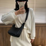 Crescent Messenger Bag PU Leather Crossbody Handbag