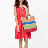 Colorful Straw Beach Bag Tasselled Women Travel Handbag