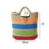 Colorful Straw Beach Bag Tasselled Women Travel Handbag