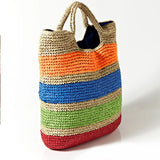 Colorful Straw Beach Bag Tasselled Women Travel Handbag