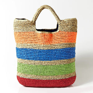 Colorful Straw Beach Bag Tasselled Women Travel Handbag