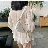 Crocodile Pattern Mini PU Leather Shoulder Bag for Women with Chain Hand Bag
