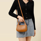 Crocodile Pattern Shoulder Womens Bag PU Leather Short Handle Mini Handbag