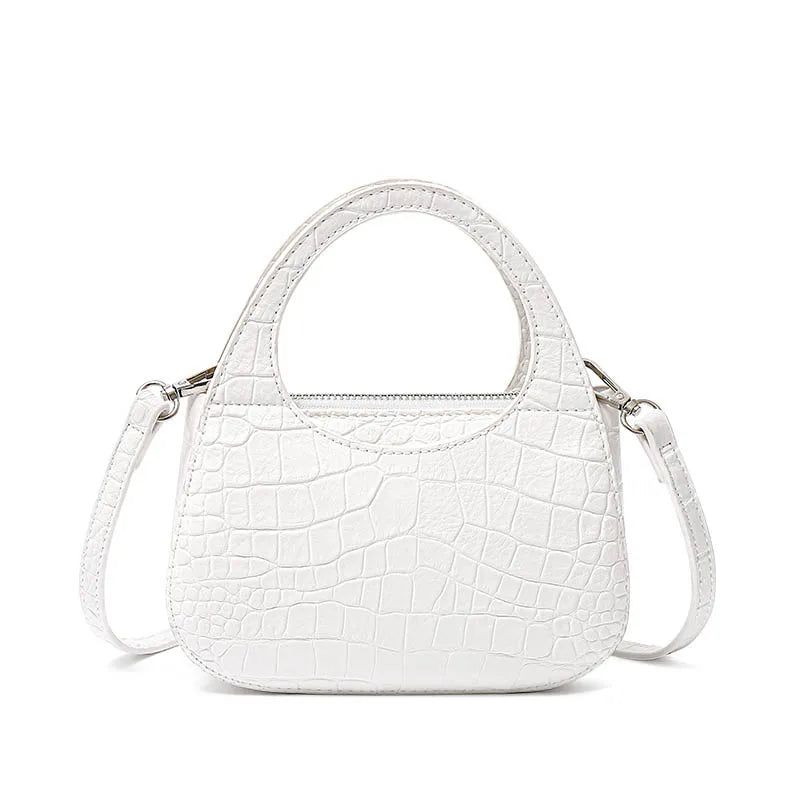 Crocodile Pattern Shoulder Womens Bag PU Leather Short Handle Mini Handbag