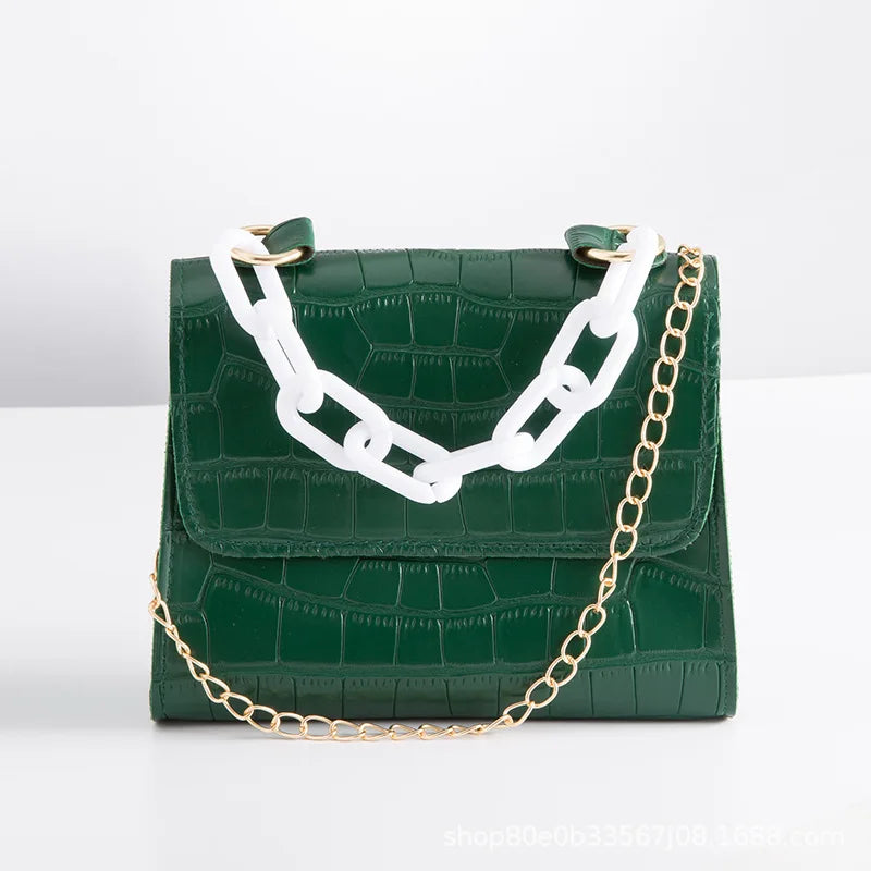 Crocodile Pattern Female Handbag Small Square Bag for Women