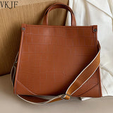Crocodile Pattern Leather Shoulder Bag for Women Large Capacity Tote