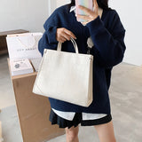 Crocodile Pattern Leather Shoulder Bag for Women Large Capacity Tote