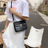 Crocodile Pattern Messenger Bag Womens PU Leather Small Square Flap Shoulder Cro