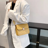 Crocodile Pattern Messenger Bag Womens PU Leather Small Square Flap Shoulder Cro