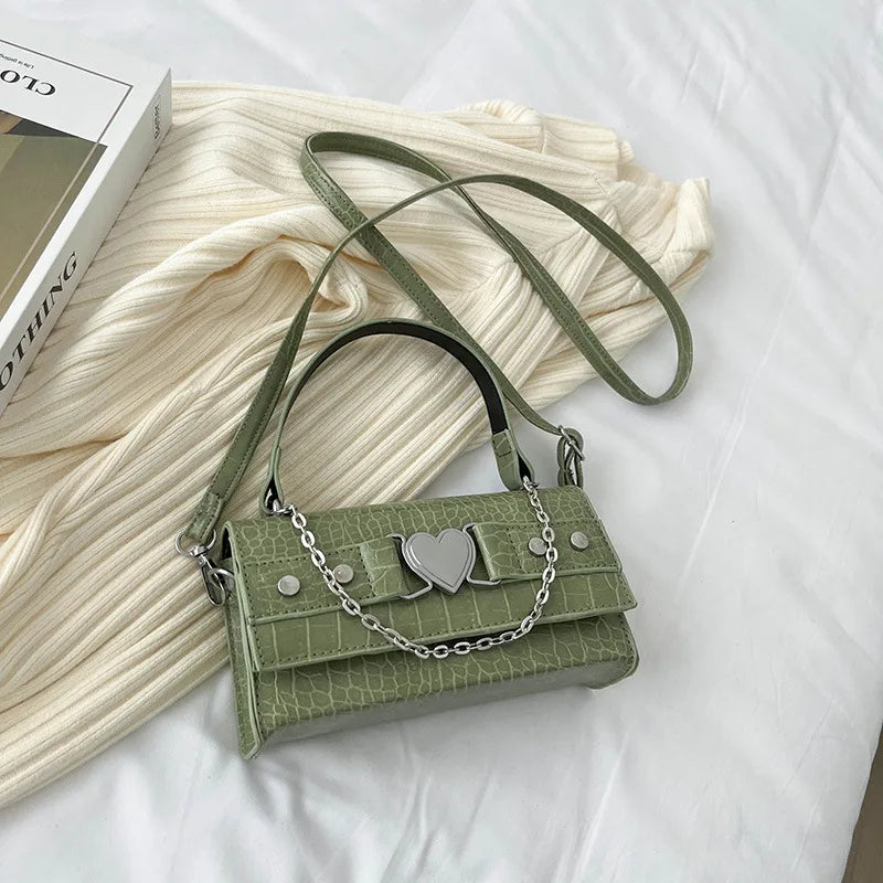 Crocodile Pattern Women Shoulder Messenger Bag Chain Vintage Ladies Purse