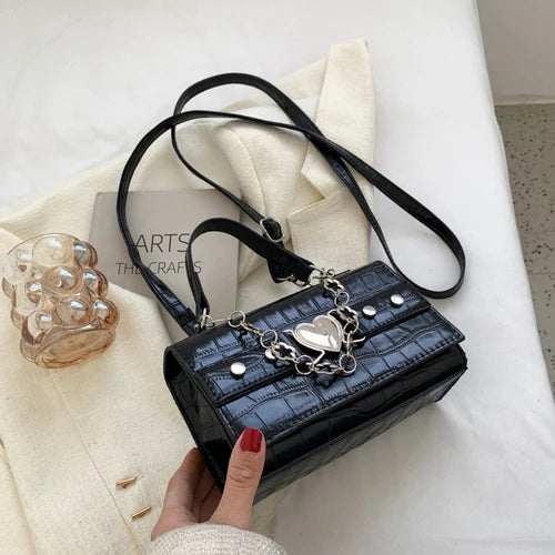 Crocodile Pattern Women Shoulder Bag PU Leather Chain Ladies Purse