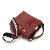 Crocodile Print Crossbody Bucket Bag Women PU Leather Handbag