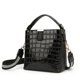 Crocodile Print Crossbody Bucket Bag Women PU Leather Handbag