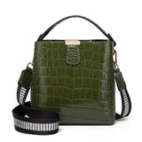Crocodile Print Crossbody Bucket Bag Women PU Leather Handbag