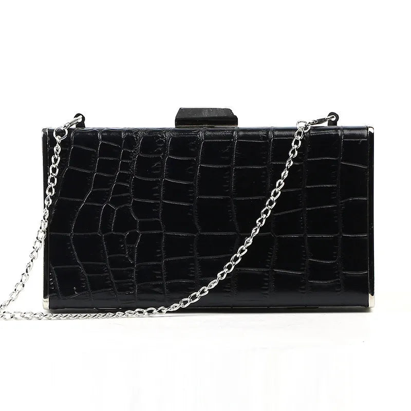 Crocodile Women Chain Messenger Bag PU Leather Clutch Envelope Party Bags