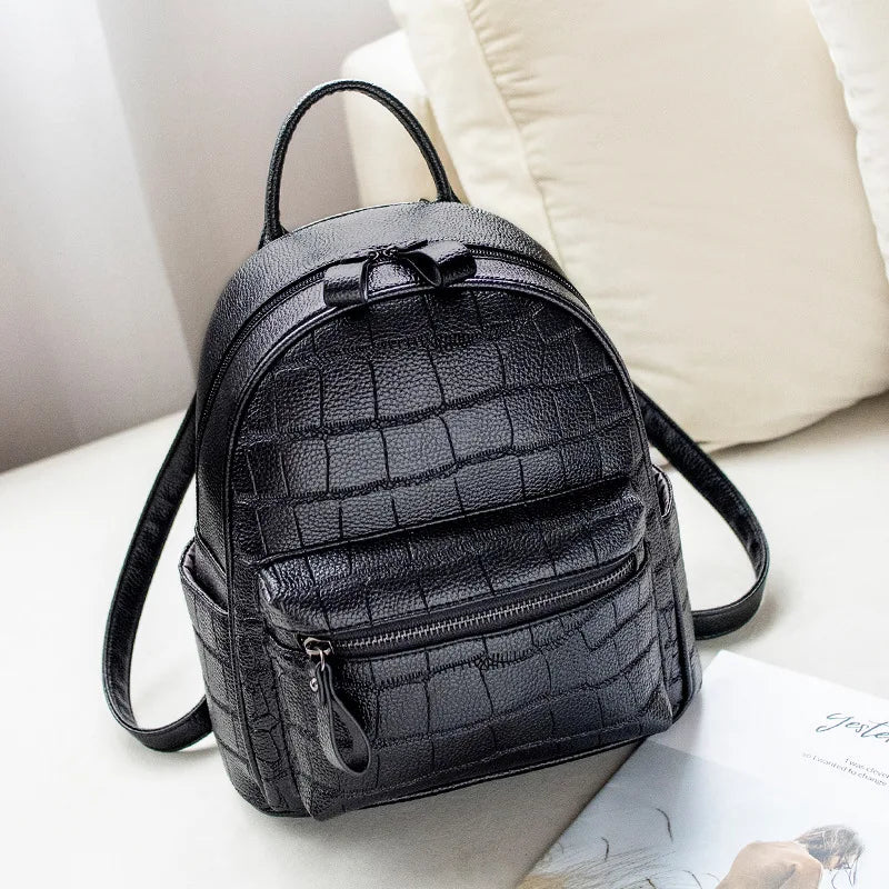 Crocodile Women Backpack Small Schoolbags For Girls