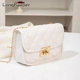 Women's Crossbody Bag Metal Chain Solid Shoulder Bag Red Pink