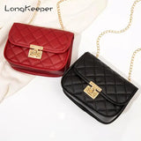 Women's Crossbody Bag Metal Chain Solid Shoulder Bag Red Pink