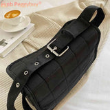 Embroidered Rhombus Crossbody Bag with Adjustable Strap