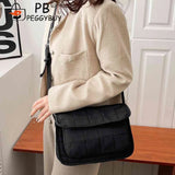 Crossbody Bag Rhombus Embroidery Thread Flap Women Handbags Adjustable Strap