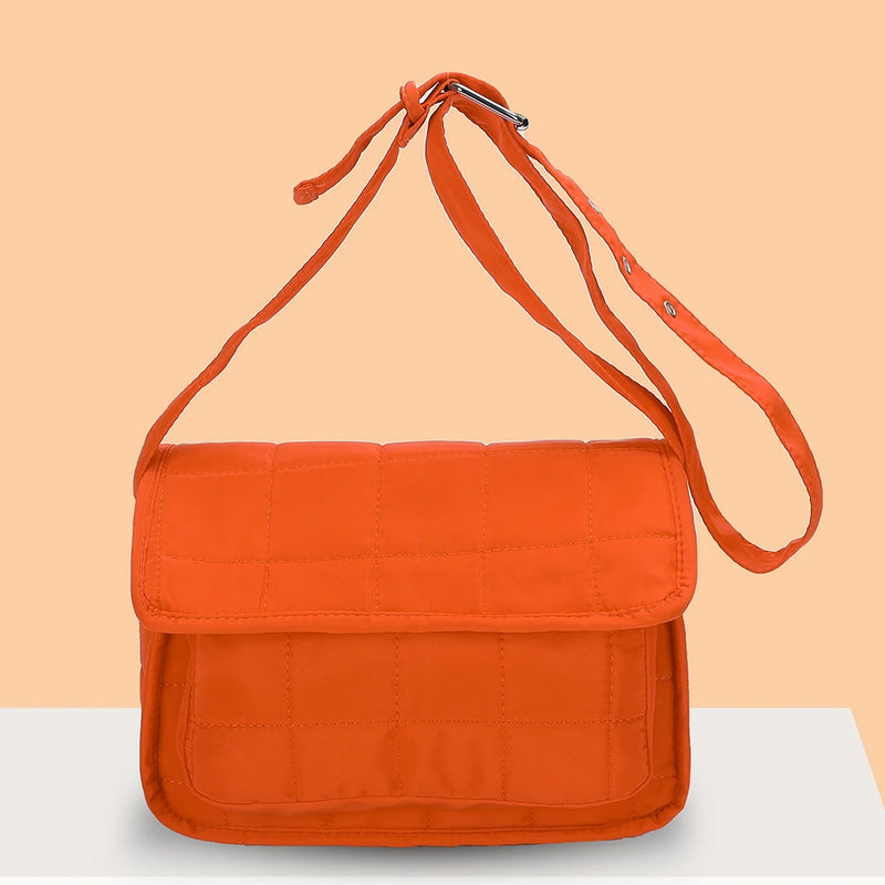 Crossbody Bag Rhombus Embroidery Thread Flap Women Handbags Adjustable Strap