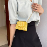 Small Square Crossbody Bag Korean Summer Style Chain Embossed Stone Grain