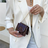 Small Square Crossbody Bag Korean Summer Style Chain Embossed Stone Grain