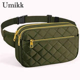Rhombus Pattern Crossbody Bag with Multi-Pockets for Travel