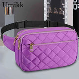 Rhombus Pattern Crossbody Bag with Multi-Pockets for Travel