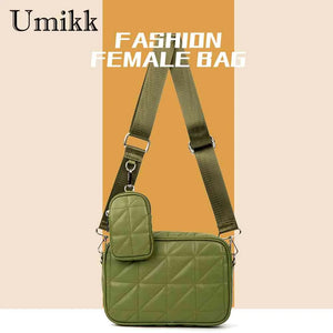 2 in 1 Crossbody Bag PU Leather Phone Pouch Quilted Camera Handbag with Coin Pur