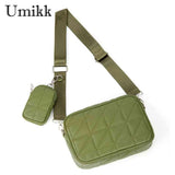 2 in 1 Crossbody Bag PU Leather Phone Pouch Quilted Camera Handbag with Coin Pur