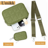 2 in 1 Crossbody Bag PU Leather Phone Pouch Quilted Camera Handbag with Coin Pur