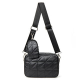 2 in 1 Crossbody Bag PU Leather Phone Pouch Quilted Camera Handbag with Coin Pur
