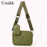 2 in 1 Crossbody Bag PU Leather Phone Pouch Quilted Camera Handbag with Coin Pur