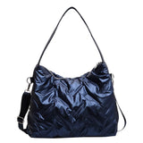 Quilted Crossbody Bag Cotton Padded Winter Handbag Solid Large Capacity