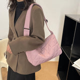 Cotton Padded Crossbody Bag Quilted Rhombus Wide Belt for Autumn & Winter