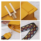 Mini PU Leather Crossbody Bag Wide Strap Small Square Shoulder Messenger