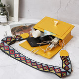 Mini PU Leather Crossbody Bag Wide Strap Small Square Shoulder Messenger
